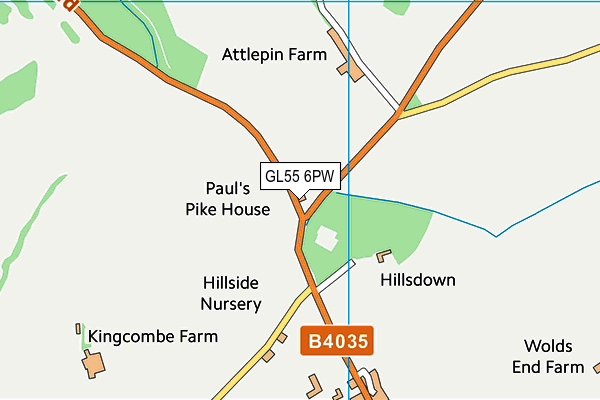 GL55 6PW map - OS VectorMap District (Ordnance Survey)