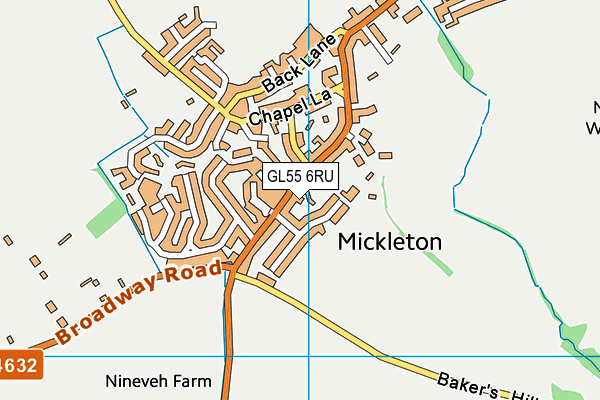 GL55 6RU map - OS VectorMap District (Ordnance Survey)