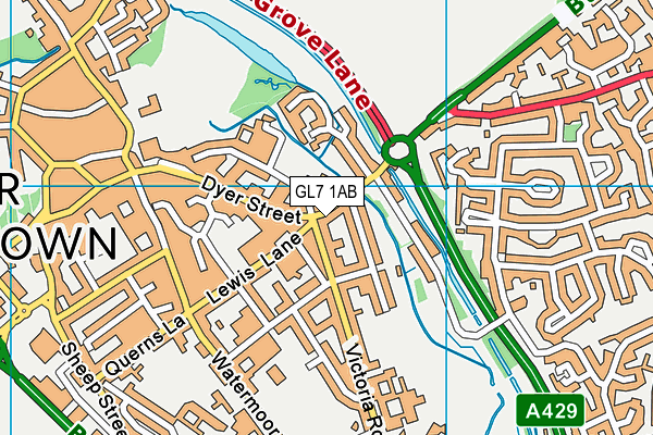 GL7 1AB map - OS VectorMap District (Ordnance Survey)