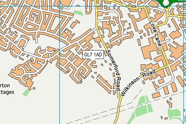 GL7 1AD map - OS VectorMap District (Ordnance Survey)
