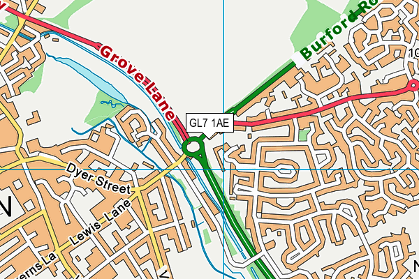 GL7 1AE map - OS VectorMap District (Ordnance Survey)