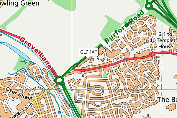 GL7 1AF map - OS VectorMap District (Ordnance Survey)