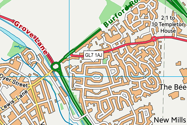 GL7 1AJ map - OS VectorMap District (Ordnance Survey)