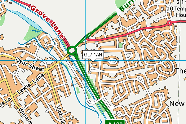 GL7 1AN map - OS VectorMap District (Ordnance Survey)