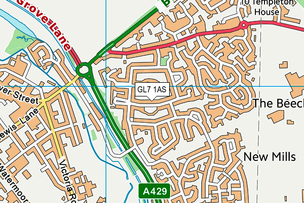 GL7 1AS map - OS VectorMap District (Ordnance Survey)