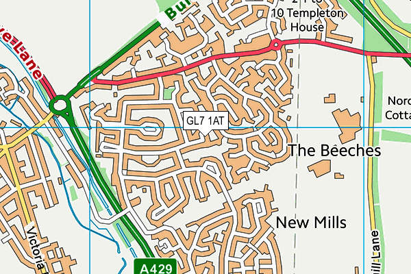 GL7 1AT map - OS VectorMap District (Ordnance Survey)