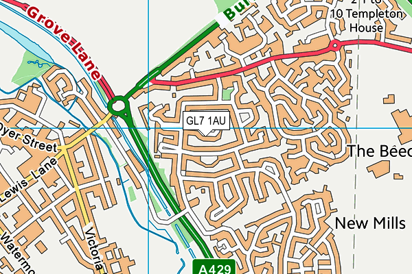 GL7 1AU map - OS VectorMap District (Ordnance Survey)