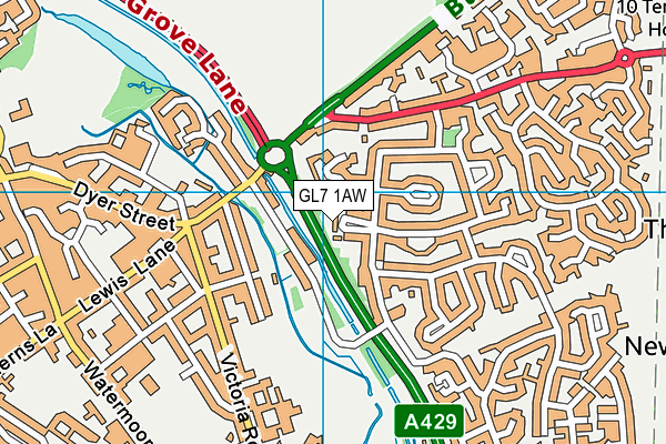 GL7 1AW map - OS VectorMap District (Ordnance Survey)