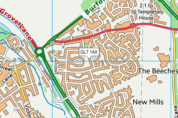 GL7 1AX map - OS VectorMap District (Ordnance Survey)
