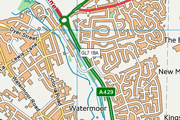 GL7 1BA map - OS VectorMap District (Ordnance Survey)