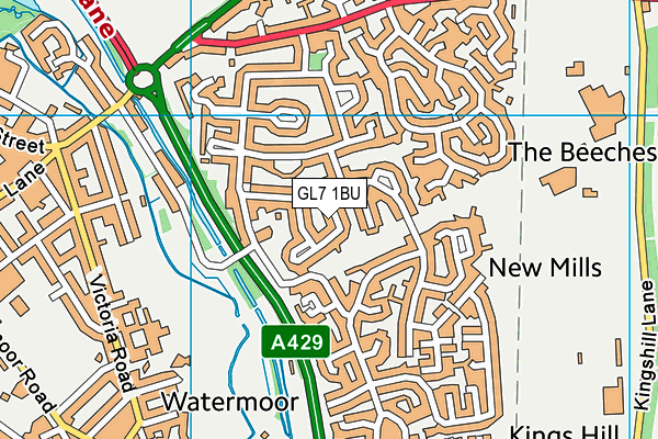 GL7 1BU map - OS VectorMap District (Ordnance Survey)