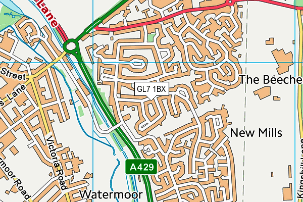 GL7 1BX map - OS VectorMap District (Ordnance Survey)