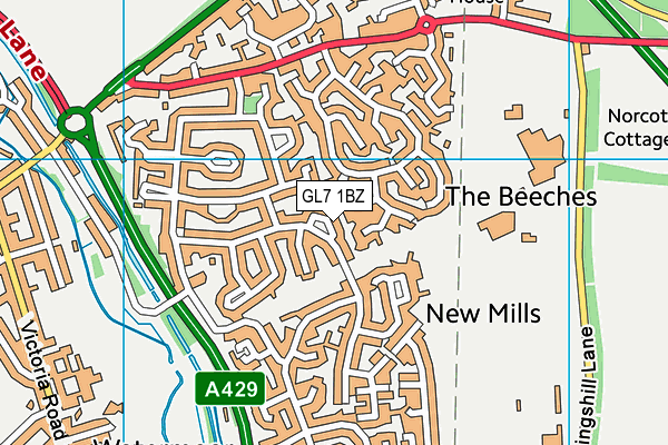 GL7 1BZ map - OS VectorMap District (Ordnance Survey)