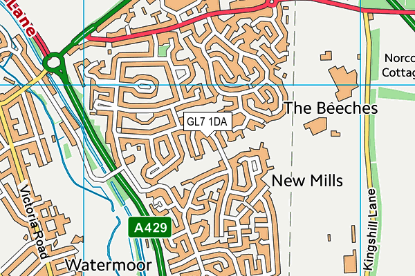 GL7 1DA map - OS VectorMap District (Ordnance Survey)