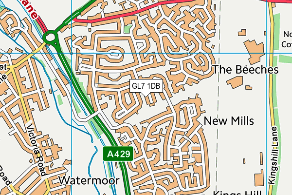 GL7 1DB map - OS VectorMap District (Ordnance Survey)