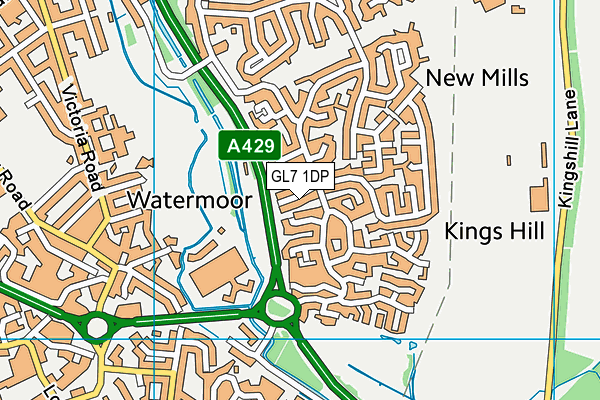 GL7 1DP map - OS VectorMap District (Ordnance Survey)