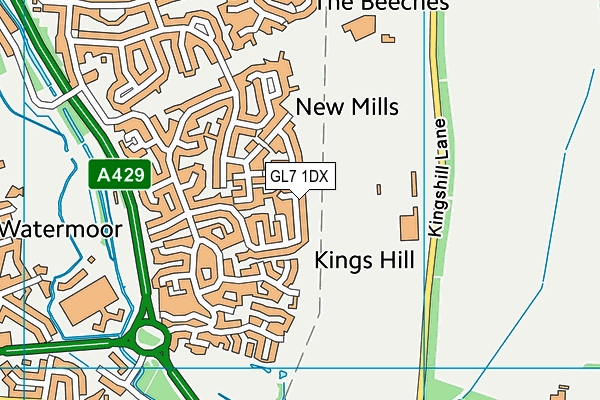 GL7 1DX map - OS VectorMap District (Ordnance Survey)