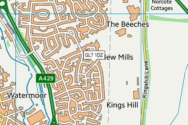 GL7 1DZ map - OS VectorMap District (Ordnance Survey)