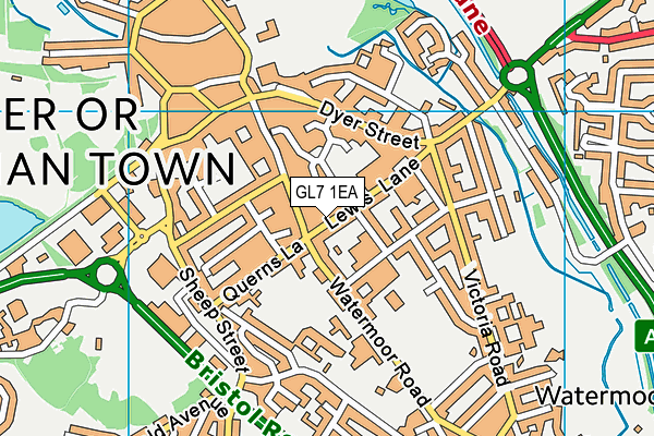 GL7 1EA map - OS VectorMap District (Ordnance Survey)