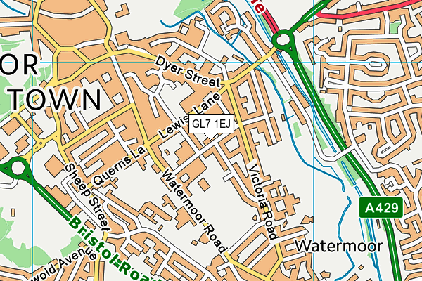 GL7 1EJ map - OS VectorMap District (Ordnance Survey)