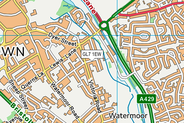 GL7 1EW map - OS VectorMap District (Ordnance Survey)