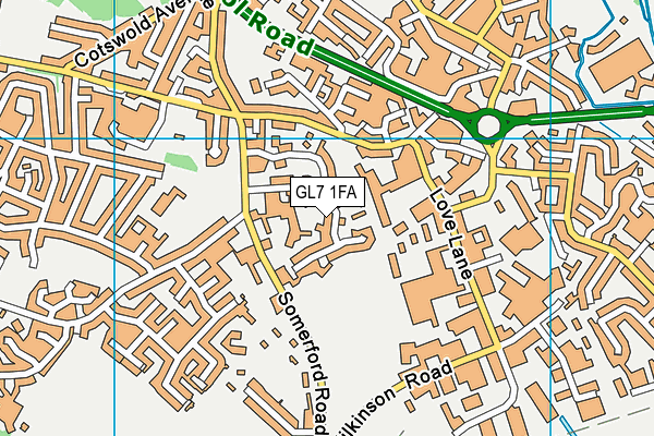 GL7 1FA map - OS VectorMap District (Ordnance Survey)