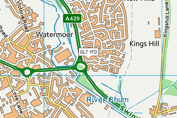 GL7 1FD map - OS VectorMap District (Ordnance Survey)