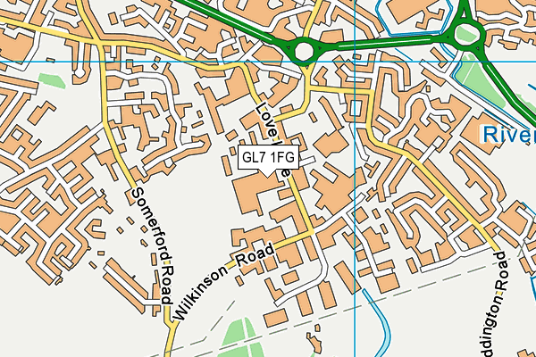 GL7 1FG map - OS VectorMap District (Ordnance Survey)