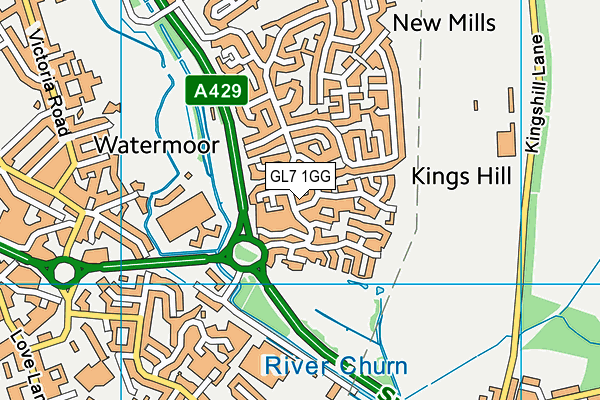 GL7 1GG map - OS VectorMap District (Ordnance Survey)