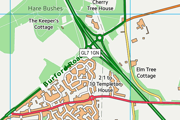 GL7 1GN map - OS VectorMap District (Ordnance Survey)