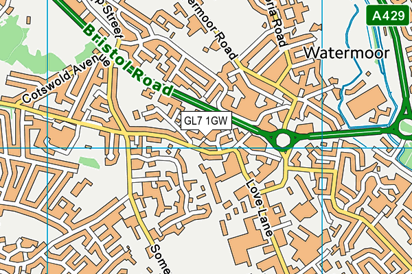 GL7 1GW map - OS VectorMap District (Ordnance Survey)