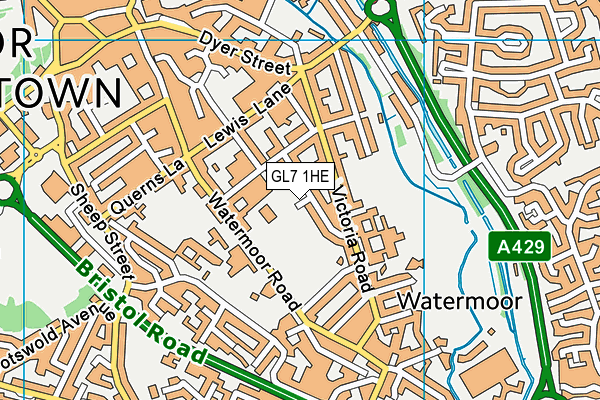 GL7 1HE map - OS VectorMap District (Ordnance Survey)