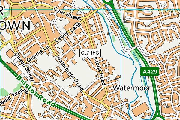 GL7 1HG map - OS VectorMap District (Ordnance Survey)