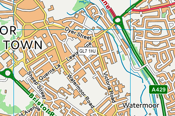 GL7 1HJ map - OS VectorMap District (Ordnance Survey)