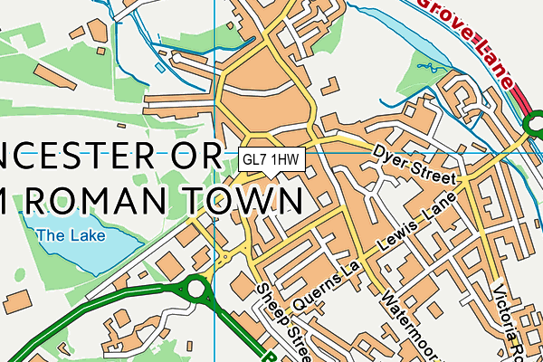 GL7 1HW map - OS VectorMap District (Ordnance Survey)