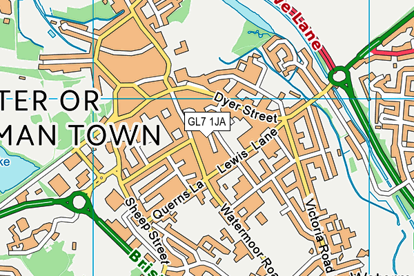 GL7 1JA map - OS VectorMap District (Ordnance Survey)