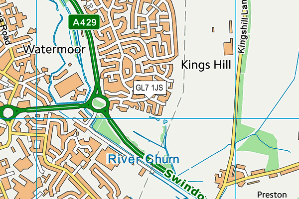 GL7 1JS map - OS VectorMap District (Ordnance Survey)