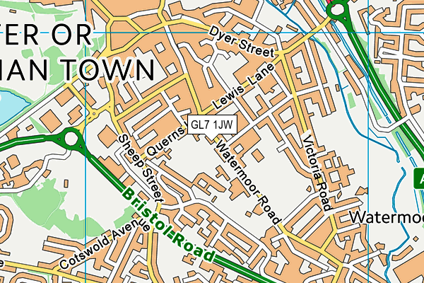 GL7 1JW map - OS VectorMap District (Ordnance Survey)