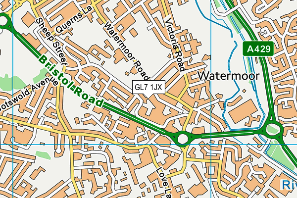 GL7 1JX map - OS VectorMap District (Ordnance Survey)