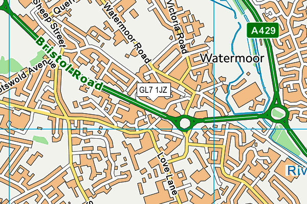 GL7 1JZ map - OS VectorMap District (Ordnance Survey)