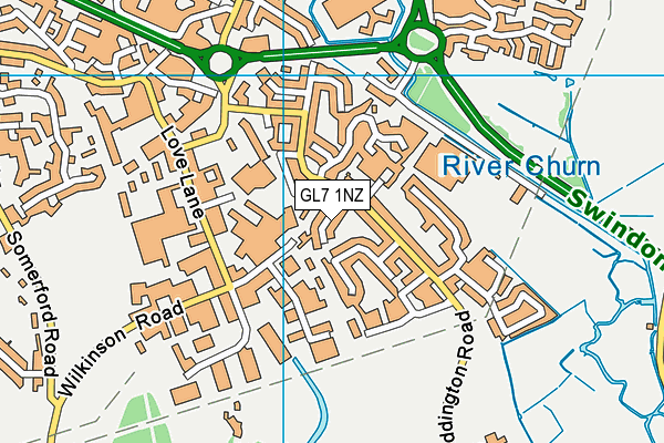 GL7 1NZ map - OS VectorMap District (Ordnance Survey)