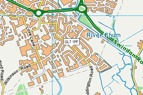 GL7 1PF map - OS VectorMap District (Ordnance Survey)