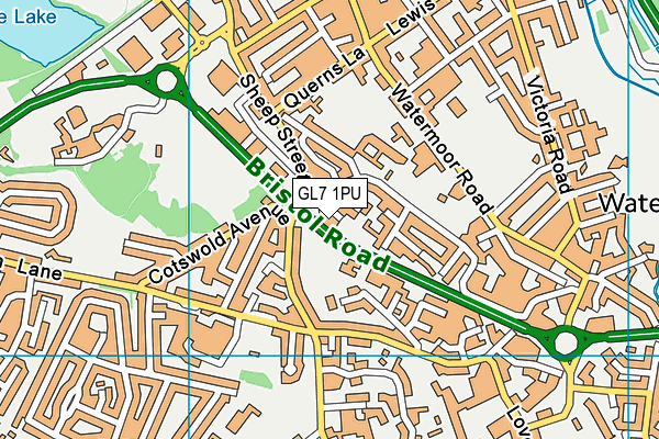 GL7 1PU map - OS VectorMap District (Ordnance Survey)