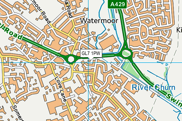 GL7 1PW map - OS VectorMap District (Ordnance Survey)