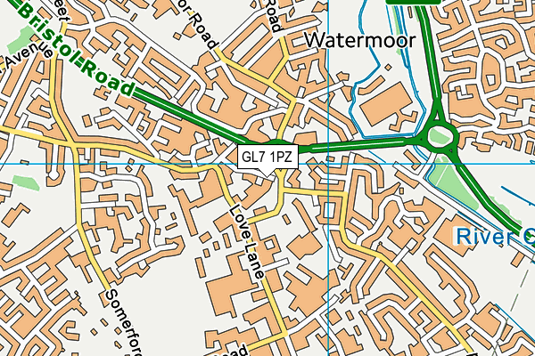 GL7 1PZ map - OS VectorMap District (Ordnance Survey)