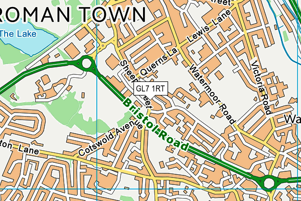 GL7 1RT map - OS VectorMap District (Ordnance Survey)