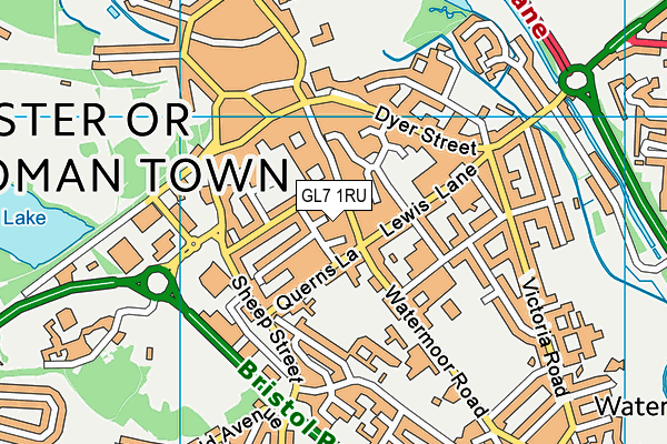 GL7 1RU map - OS VectorMap District (Ordnance Survey)