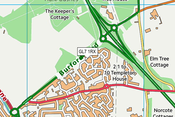 GL7 1RX map - OS VectorMap District (Ordnance Survey)