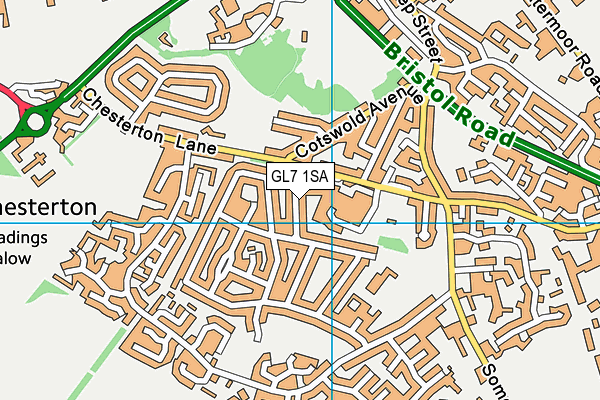 GL7 1SA map - OS VectorMap District (Ordnance Survey)