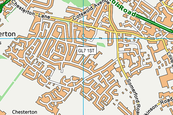 GL7 1ST map - OS VectorMap District (Ordnance Survey)